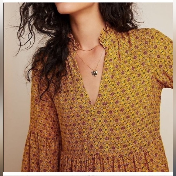 Anthropologie Dresses & Skirts - Anthropologie Maeve Tamarind yellow print maxi dress